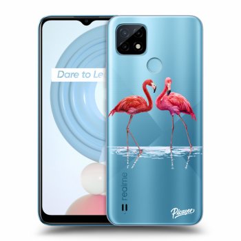 Picasee átlátszó szilikon tok az alábbi mobiltelefonokra Realme C21Y - Flamingos couple