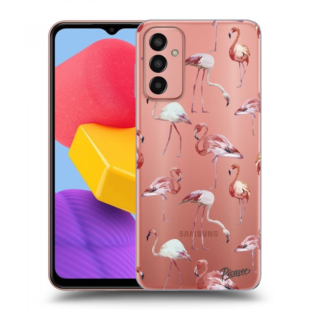 Picasee átlátszó szilikon tok az alábbi mobiltelefonokra Samsung Galaxy M13 M135F - Flamingos