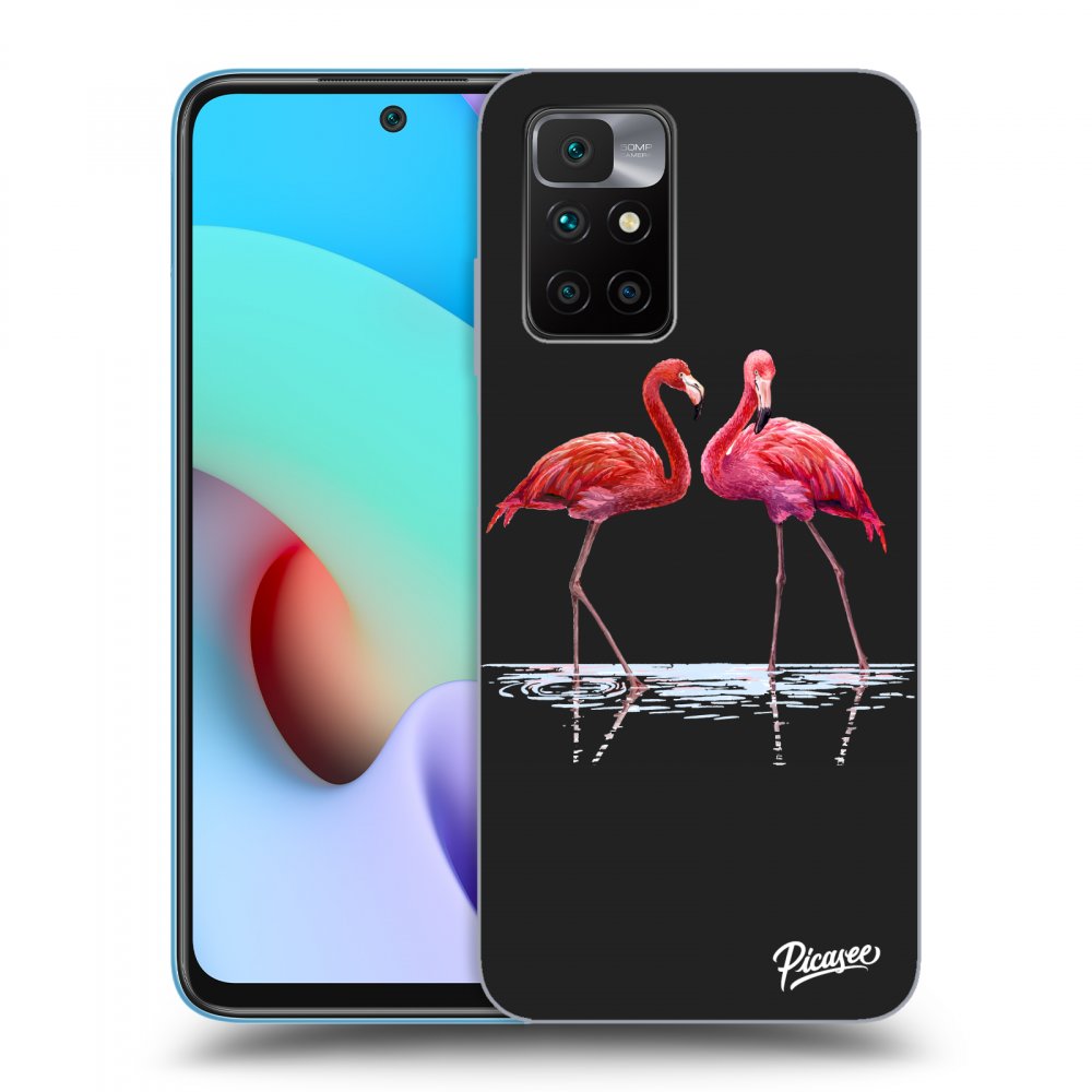 Picasee fekete szilikon tok az alábbi mobiltelefonokra Xiaomi Redmi 10 (2022) - Flamingos couple