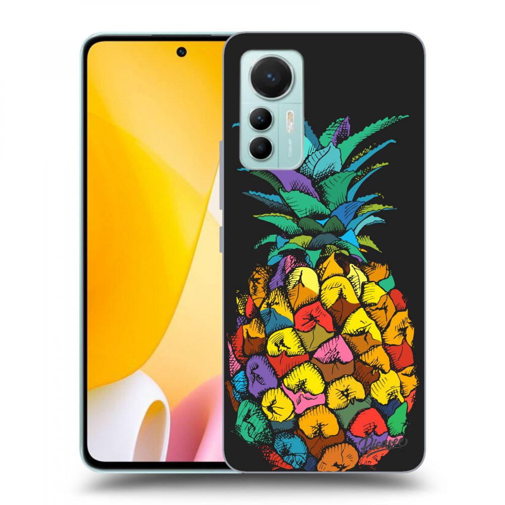 Picasee fekete szilikon tok az alábbi mobiltelefonokra Xiaomi 12 Lite - Pineapple