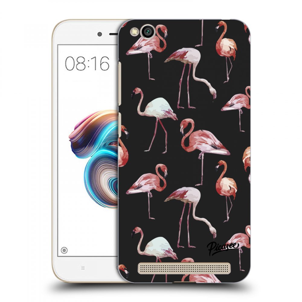 Picasee fekete szilikon tok az alábbi mobiltelefonokra Xiaomi Redmi 5A - Flamingos