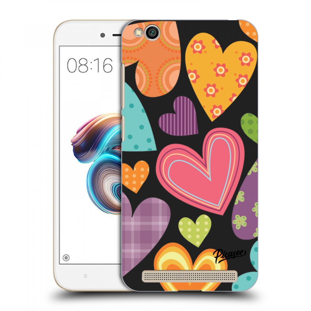 Picasee fekete szilikon tok az alábbi mobiltelefonokra Xiaomi Redmi 5A - Colored heart