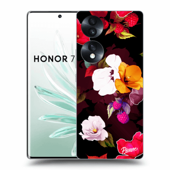 Picasee fekete szilikon tok az alábbi mobiltelefonokra Honor 70 - Flowers and Berries