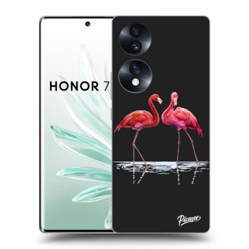 Picasee fekete szilikon tok az alábbi mobiltelefonokra Honor 70 - Flamingos couple