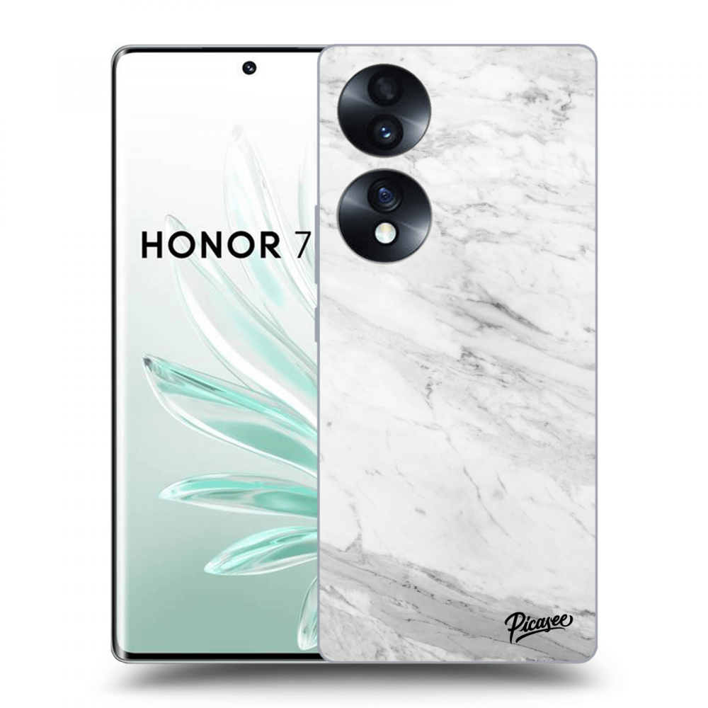 Picasee fekete szilikon tok az alábbi mobiltelefonokra Honor 70 - White marble