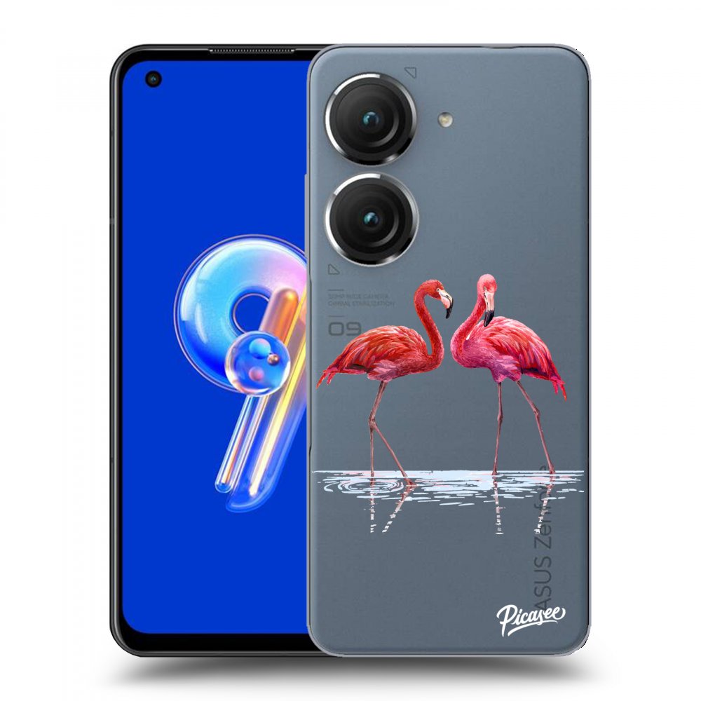 Picasee átlátszó szilikon tok az alábbi mobiltelefonokra Asus Zenfone 9 - Flamingos couple