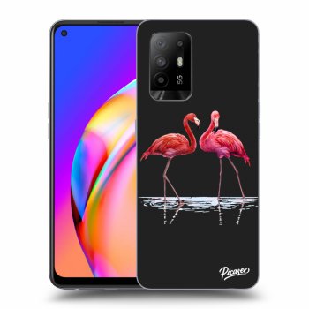 Picasee fekete szilikon tok az alábbi mobiltelefonokra OPPO A94 5G - Flamingos couple
