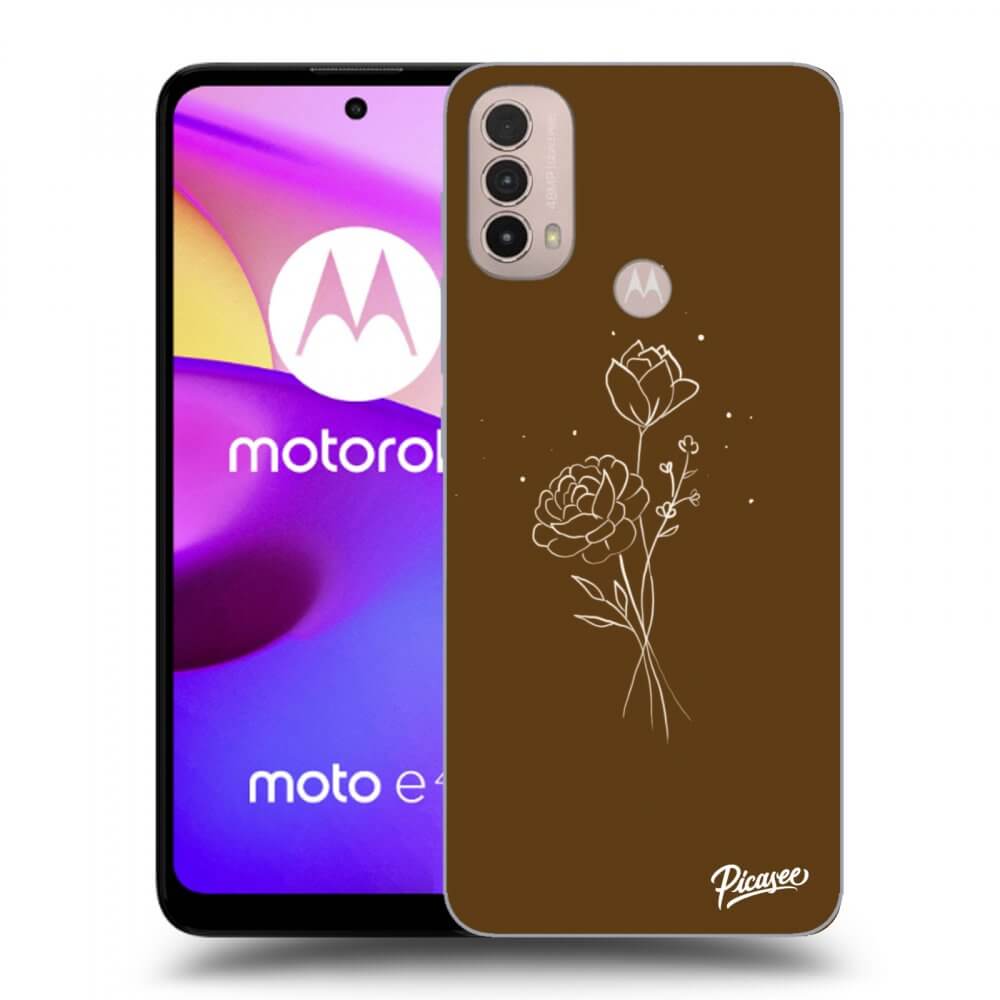 Picasee fekete szilikon tok az alábbi mobiltelefonokra Motorola Moto E40 - Brown flowers