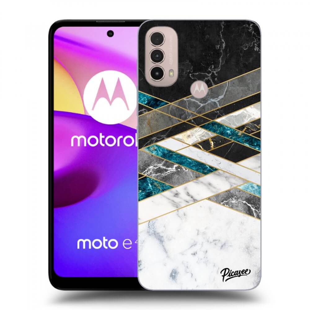 Picasee fekete szilikon tok az alábbi mobiltelefonokra Motorola Moto E40 - Black & White geometry