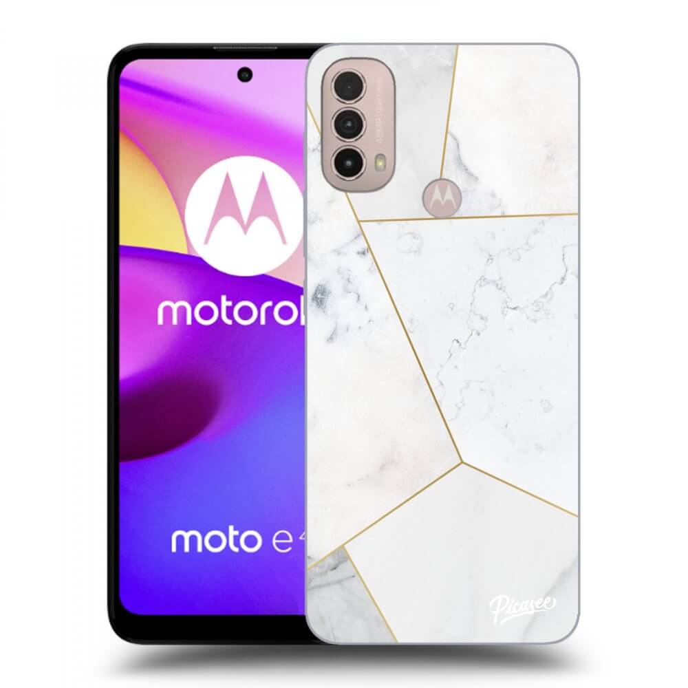 Picasee fekete szilikon tok az alábbi mobiltelefonokra Motorola Moto E40 - White tile