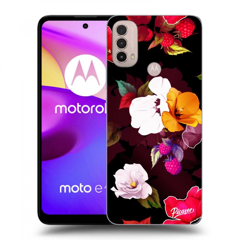 Picasee fekete szilikon tok az alábbi mobiltelefonokra Motorola Moto E40 - Flowers and Berries