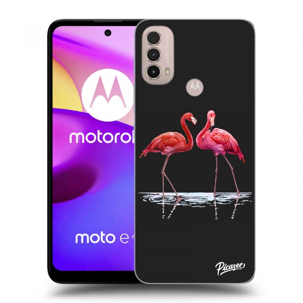 Picasee fekete szilikon tok az alábbi mobiltelefonokra Motorola Moto E40 - Flamingos couple