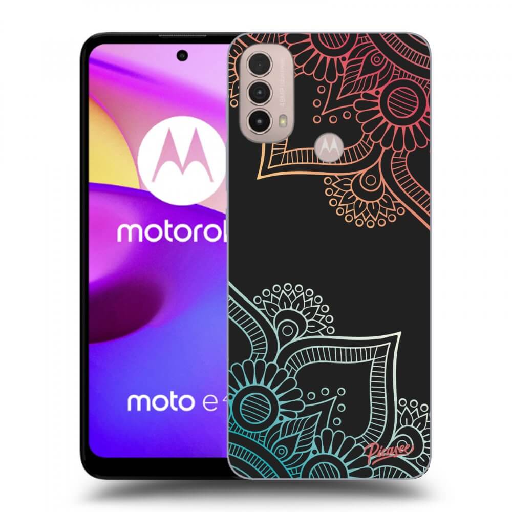 Picasee fekete szilikon tok az alábbi mobiltelefonokra Motorola Moto E40 - Flowers pattern