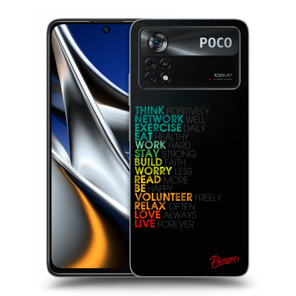 Picasee fekete szilikon tok az alábbi mobiltelefonokra Xiaomi Poco M4 Pro - Motto life