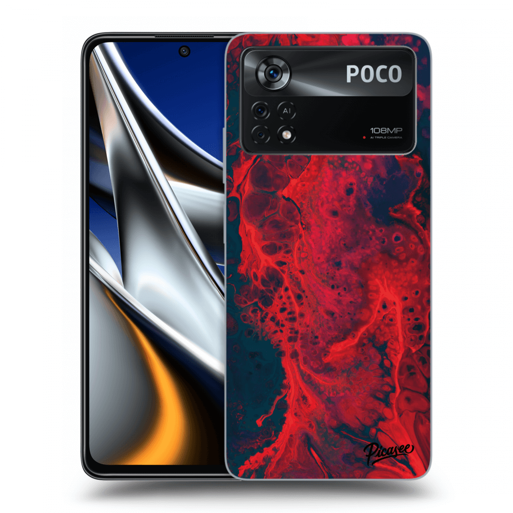 Picasee fekete szilikon tok az alábbi mobiltelefonokra Xiaomi Poco M4 Pro - Organic red