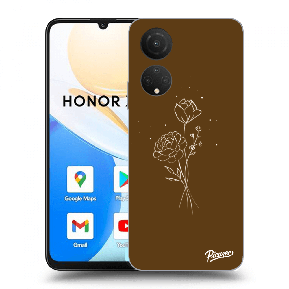 Picasee fekete szilikon tok az alábbi mobiltelefonokra Honor X7 - Brown flowers