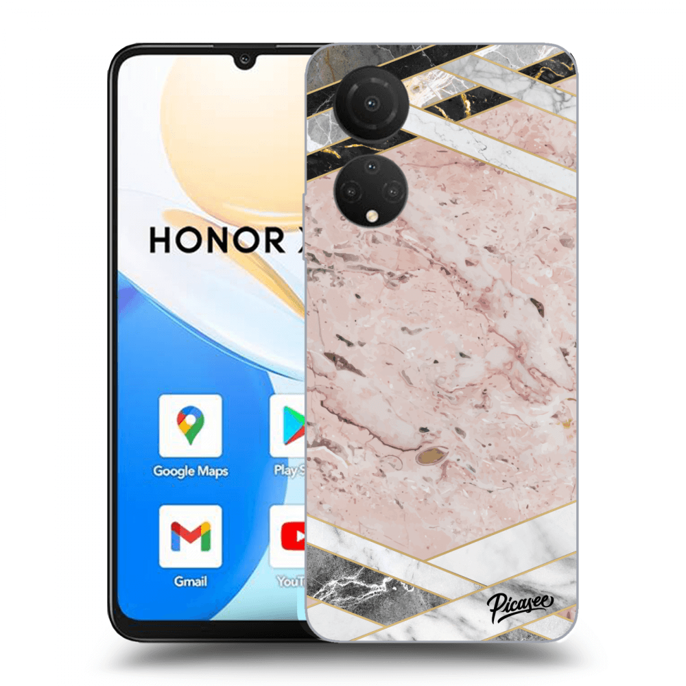 Picasee átlátszó szilikon tok az alábbi mobiltelefonokra Honor X7 - Pink geometry