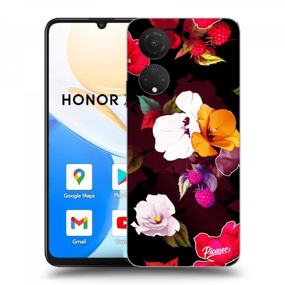 Picasee fekete szilikon tok az alábbi mobiltelefonokra Honor X7 - Flowers and Berries