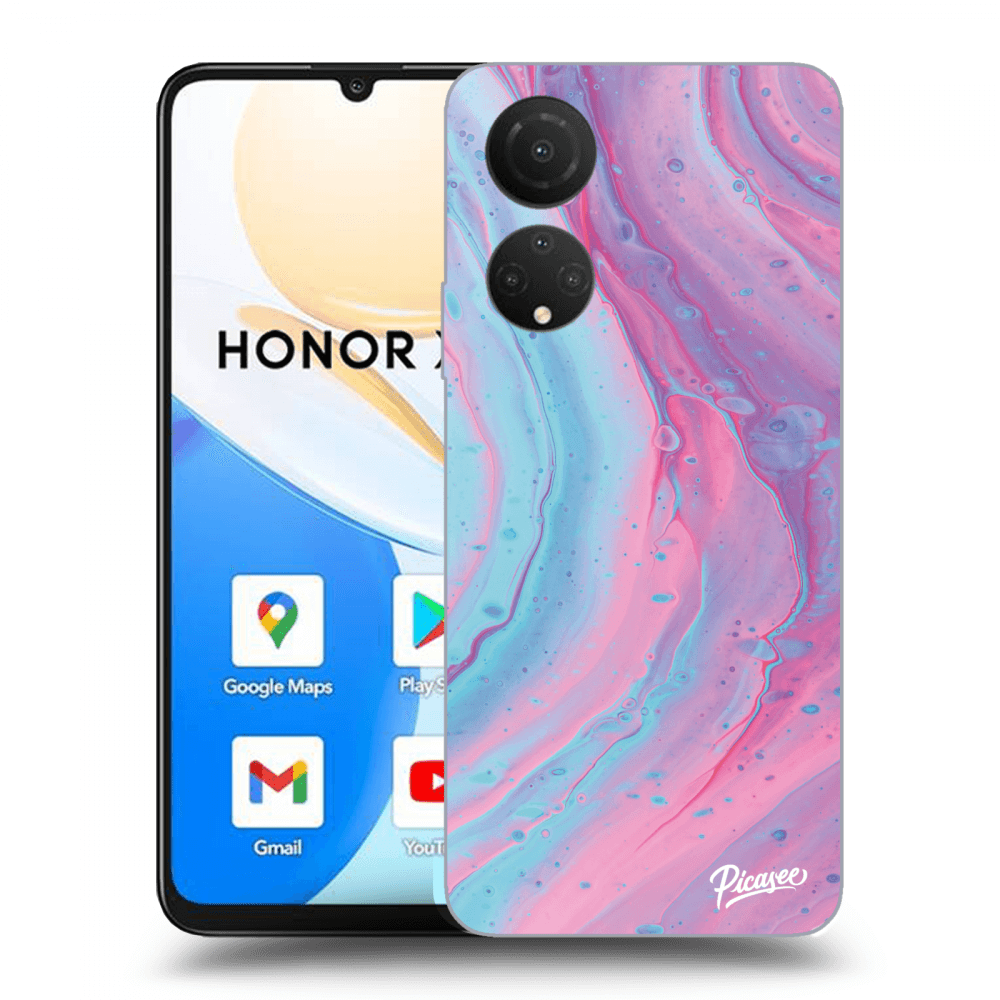 Picasee fekete szilikon tok az alábbi mobiltelefonokra Honor X7 - Pink liquid