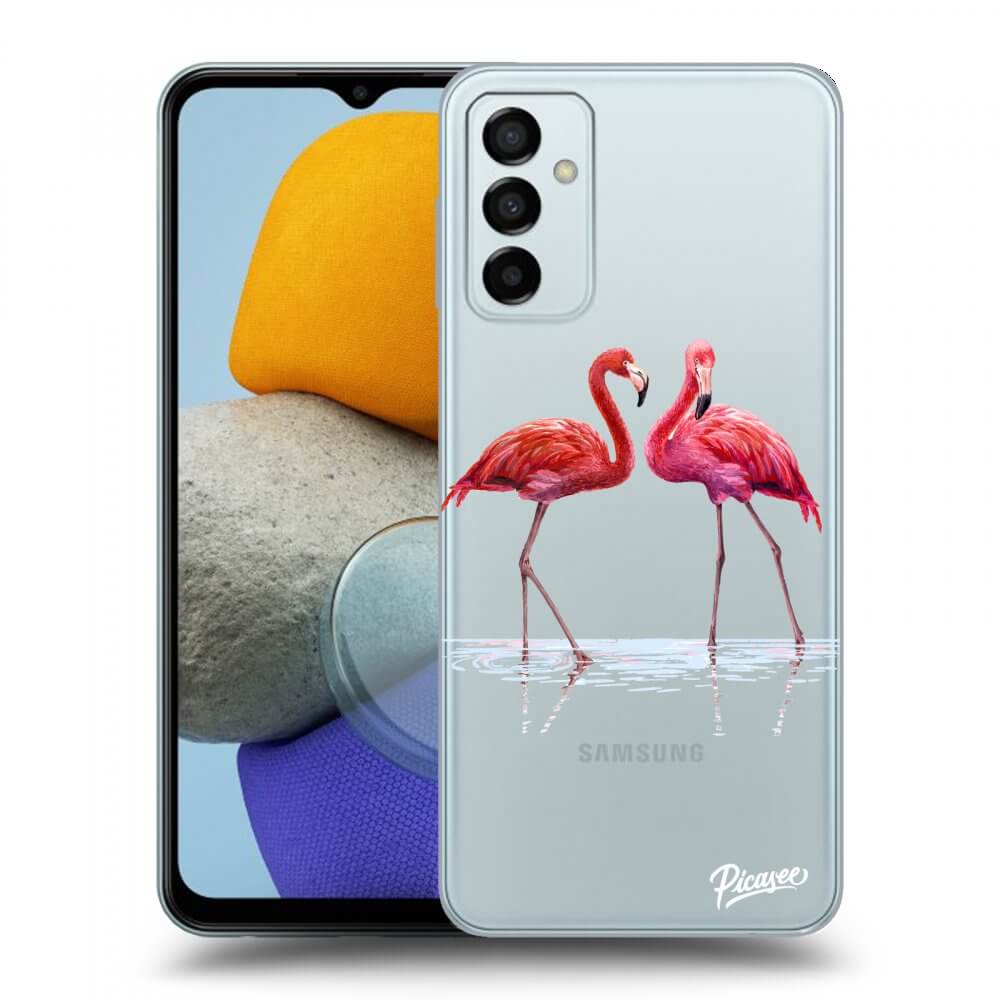 Picasee átlátszó szilikon tok az alábbi mobiltelefonokra Samsung Galaxy M23 5G - Flamingos couple