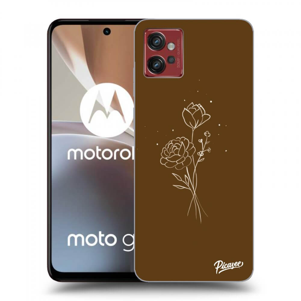 Picasee fekete szilikon tok az alábbi mobiltelefonokra Motorola Moto G32 - Brown flowers