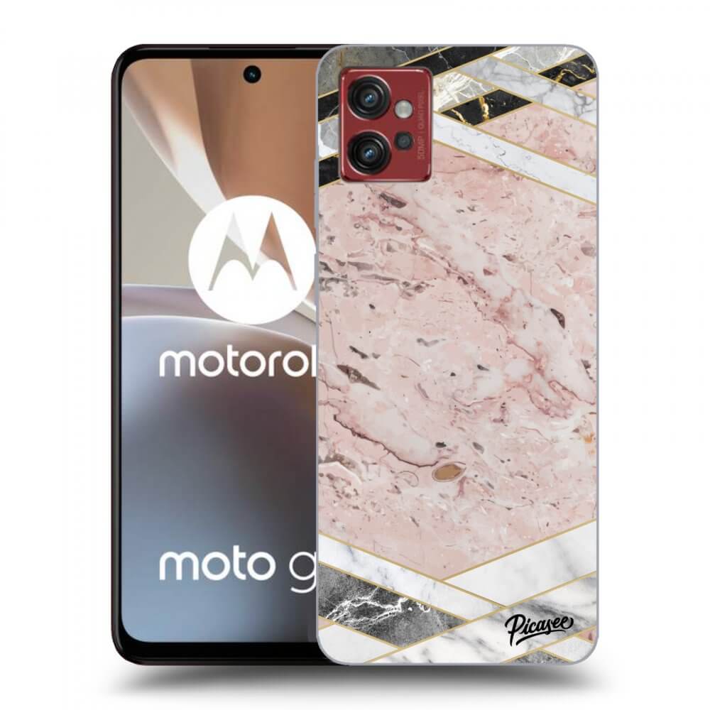 Picasee fekete szilikon tok az alábbi mobiltelefonokra Motorola Moto G32 - Pink geometry