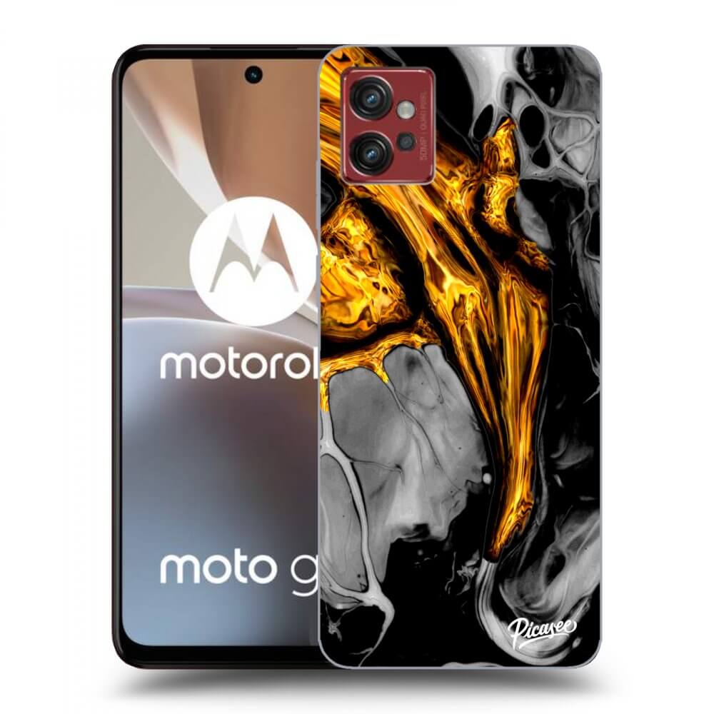 Picasee fekete szilikon tok az alábbi mobiltelefonokra Motorola Moto G32 - Black Gold