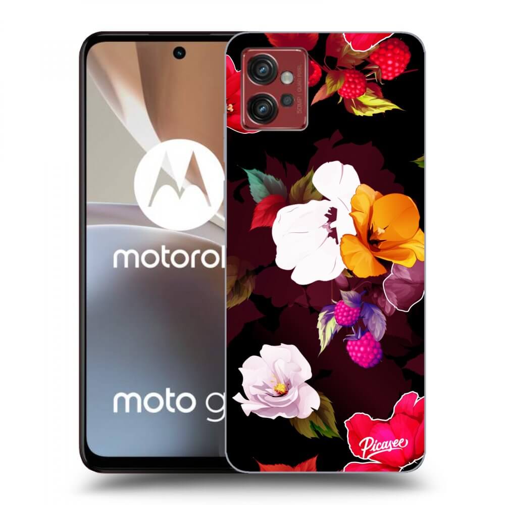 Picasee fekete szilikon tok az alábbi mobiltelefonokra Motorola Moto G32 - Flowers and Berries