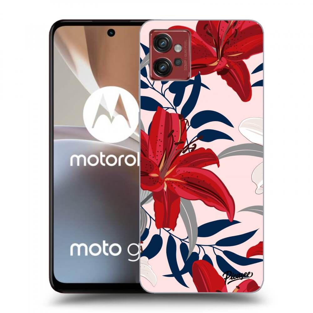 Picasee fekete szilikon tok az alábbi mobiltelefonokra Motorola Moto G32 - Red Lily