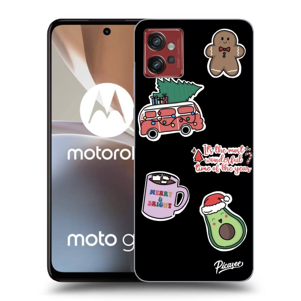 Picasee fekete szilikon tok az alábbi mobiltelefonokra Motorola Moto G32 - Christmas Stickers