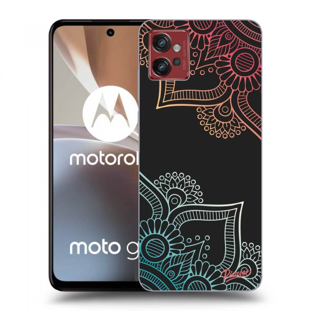 Picasee fekete szilikon tok az alábbi mobiltelefonokra Motorola Moto G32 - Flowers pattern