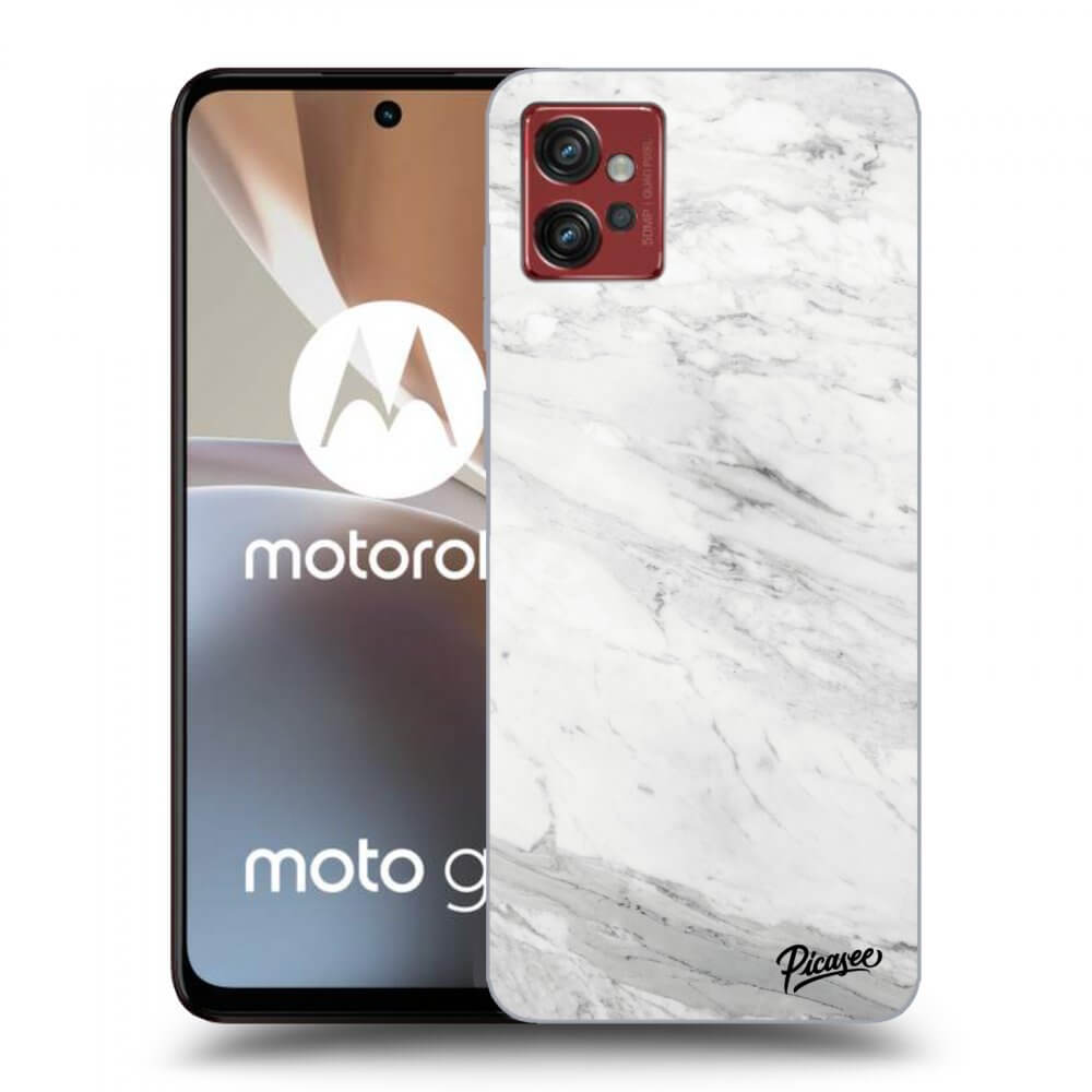 Picasee fekete szilikon tok az alábbi mobiltelefonokra Motorola Moto G32 - White marble