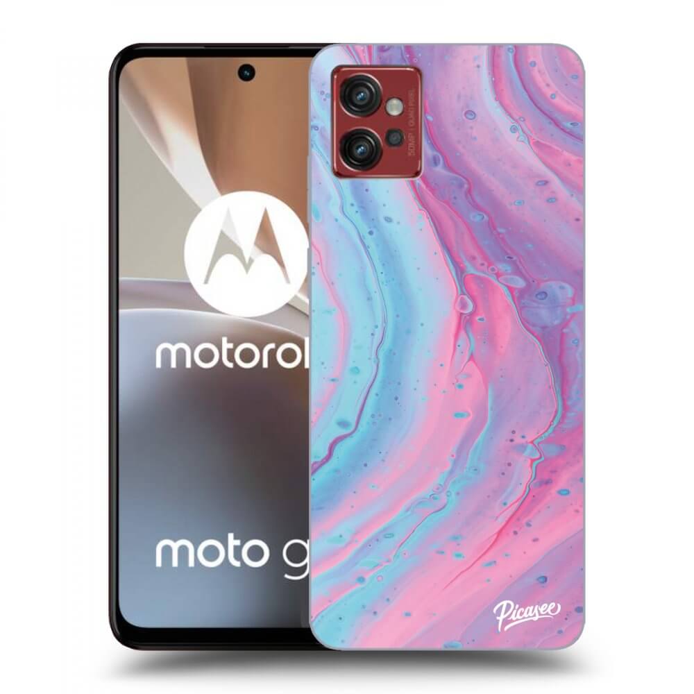Picasee fekete szilikon tok az alábbi mobiltelefonokra Motorola Moto G32 - Pink liquid