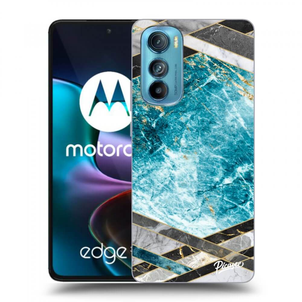 Picasee fekete szilikon tok az alábbi mobiltelefonokra Motorola Edge 30 - Blue geometry