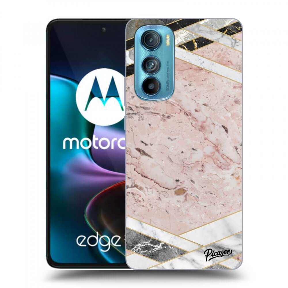 Picasee fekete szilikon tok az alábbi mobiltelefonokra Motorola Edge 30 - Pink geometry