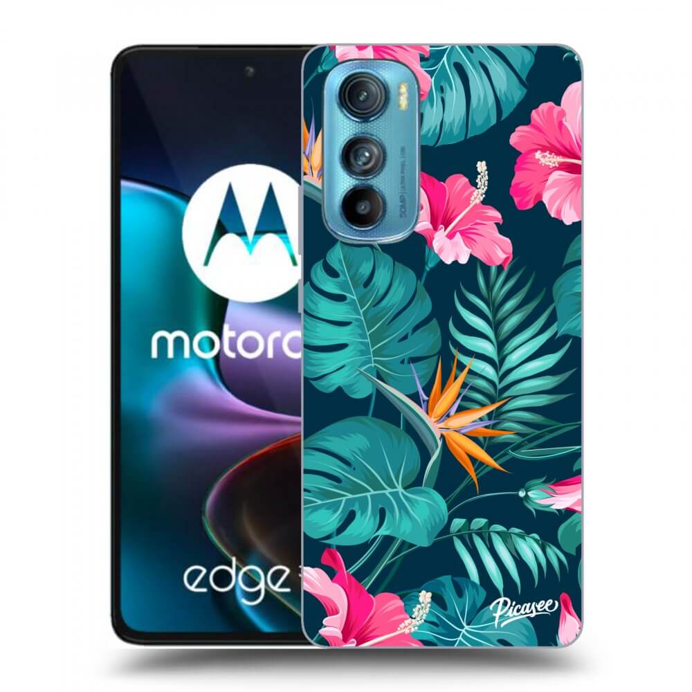 Picasee fekete szilikon tok az alábbi mobiltelefonokra Motorola Edge 30 - Pink Monstera