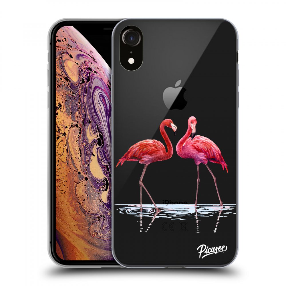 Picasee átlátszó szilikon tok az alábbi mobiltelefonokra Apple iPhone XR - Flamingos couple