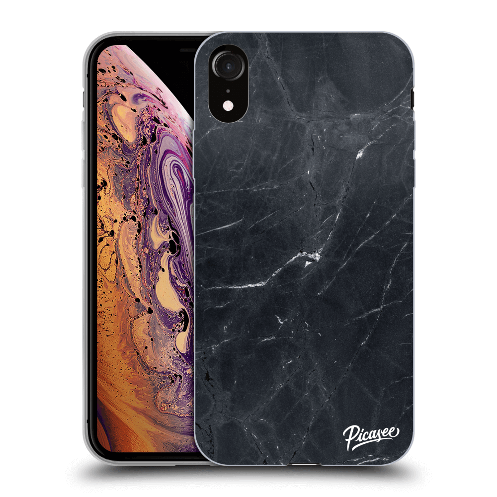 Picasee átlátszó szilikon tok az alábbi mobiltelefonokra Apple iPhone XR - Black marble