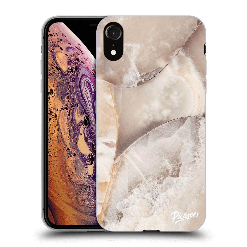 Picasee fekete szilikon tok az alábbi mobiltelefonokra Apple iPhone XR - Cream marble