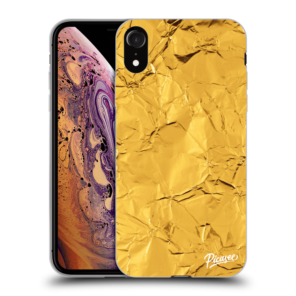 Picasee átlátszó szilikon tok az alábbi mobiltelefonokra Apple iPhone XR - Gold