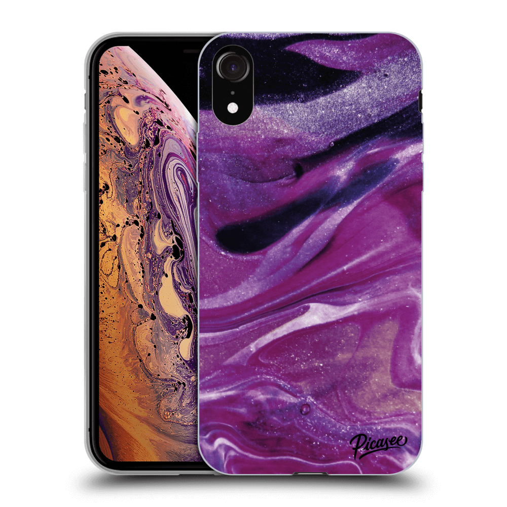Picasee átlátszó szilikon tok az alábbi mobiltelefonokra Apple iPhone XR - Purple glitter