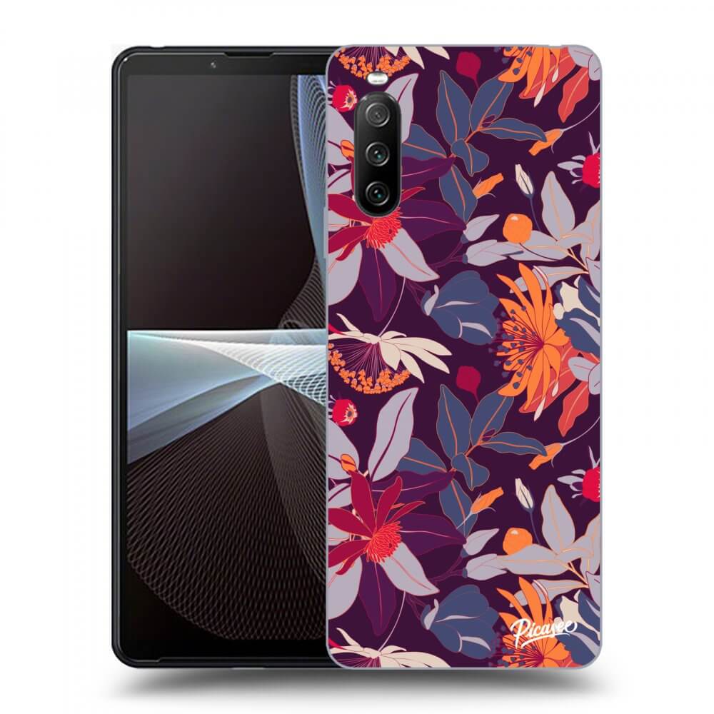 Picasee fekete szilikon tok az alábbi mobiltelefonokra Sony Xperia 10 III - Purple Leaf
