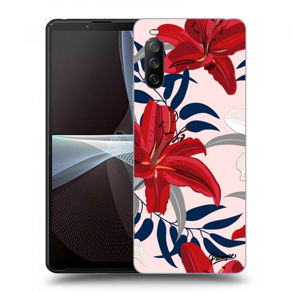 Picasee fekete szilikon tok az alábbi mobiltelefonokra Sony Xperia 10 III - Red Lily
