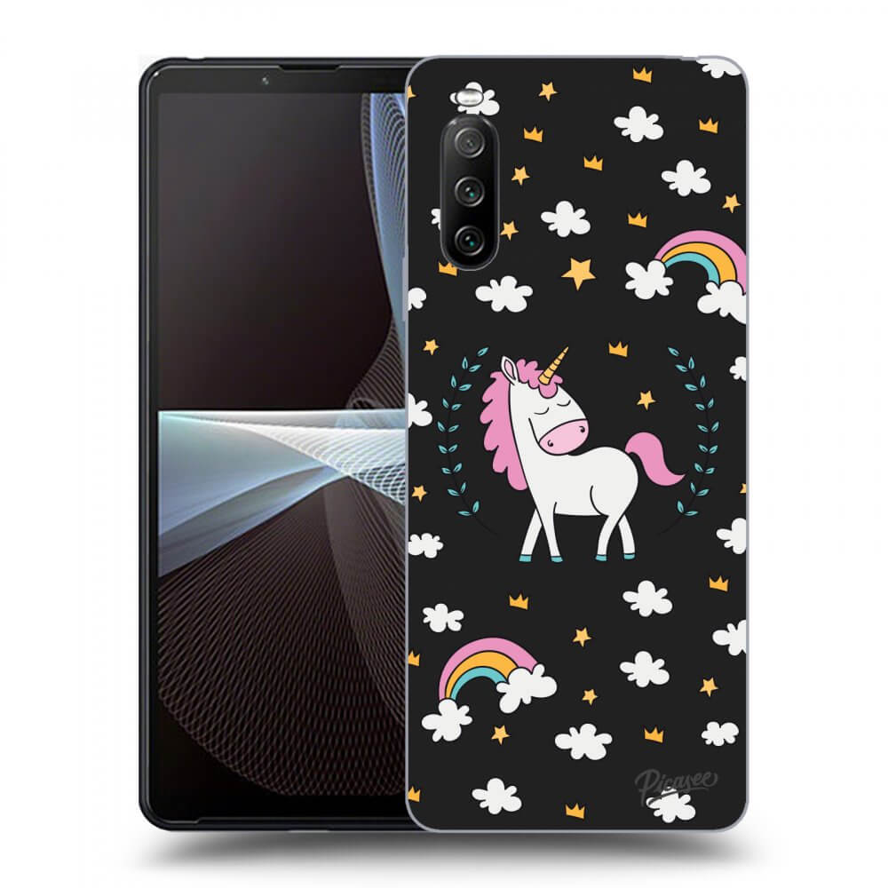 Picasee fekete szilikon tok az alábbi mobiltelefonokra Sony Xperia 10 III - Unicorn star heaven