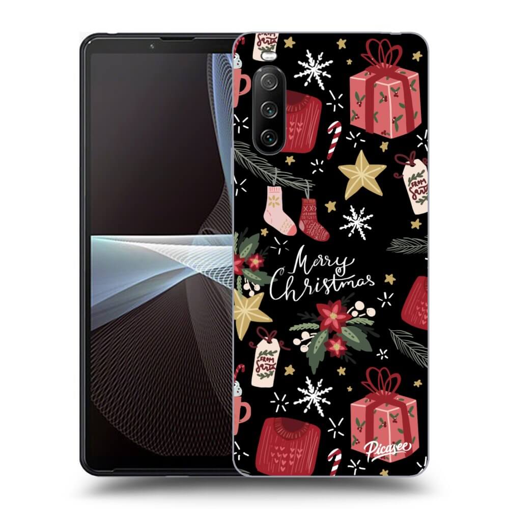 Picasee fekete szilikon tok az alábbi mobiltelefonokra Sony Xperia 10 III - Christmas