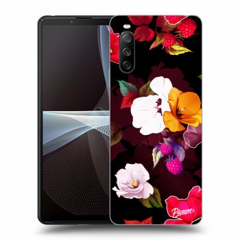 Picasee fekete szilikon tok az alábbi mobiltelefonokra Sony Xperia 10 III - Flowers and Berries