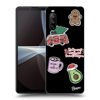 Picasee fekete szilikon tok az alábbi mobiltelefonokra Sony Xperia 10 III - Christmas Stickers