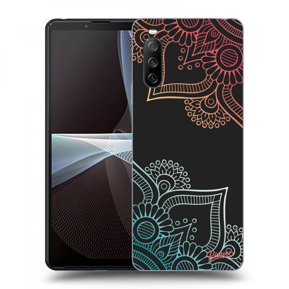 Picasee fekete szilikon tok az alábbi mobiltelefonokra Sony Xperia 10 III - Flowers pattern