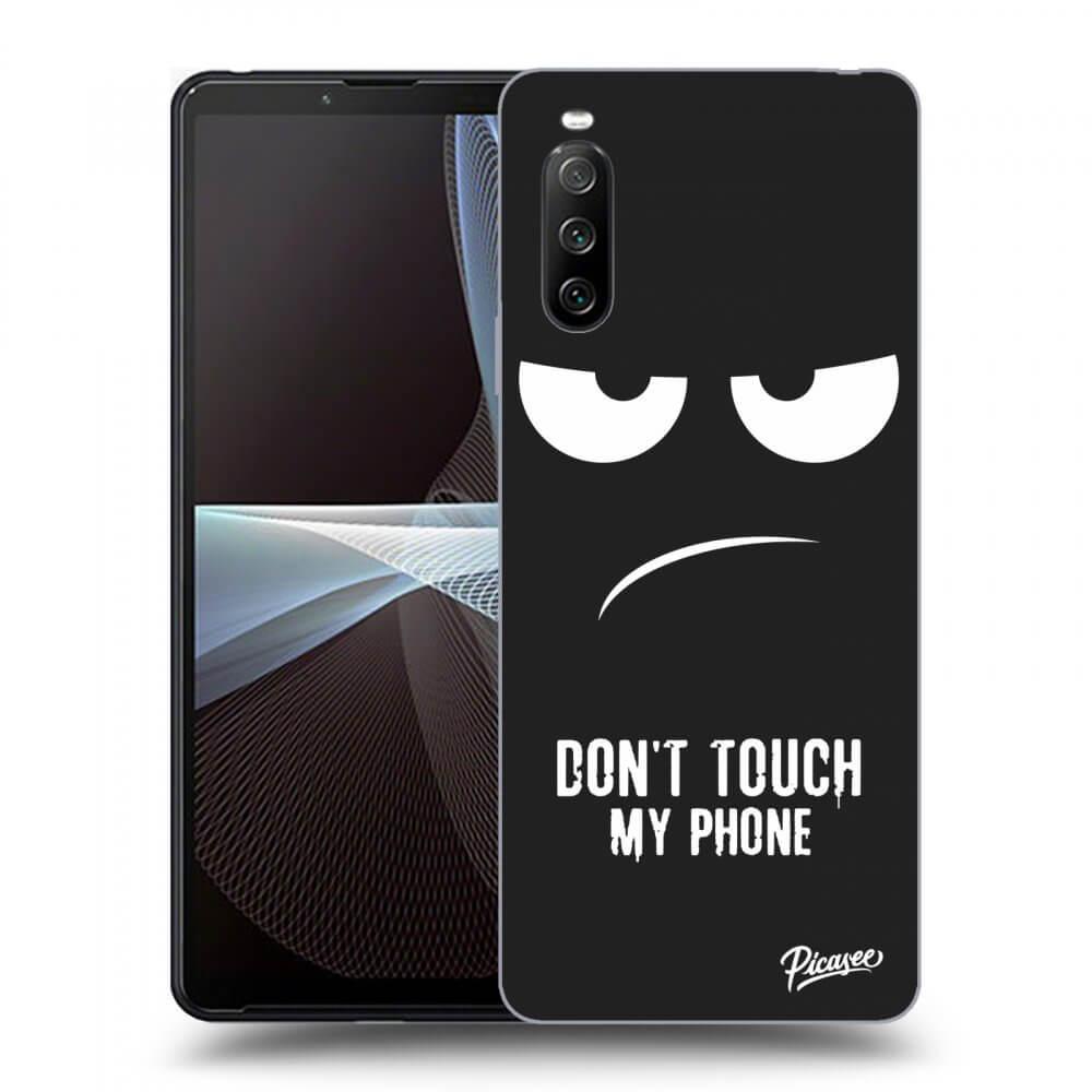 Picasee fekete szilikon tok az alábbi mobiltelefonokra Sony Xperia 10 III - Don't Touch My Phone
