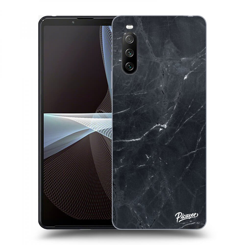Picasee fekete szilikon tok az alábbi mobiltelefonokra Sony Xperia 10 III - Black marble